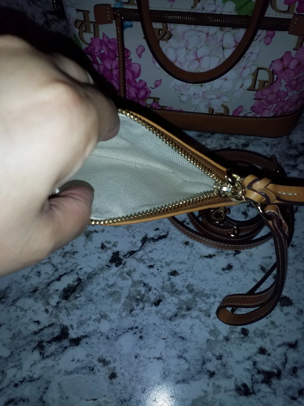 Dooney & Bourke Floral Dome Satchel in Pink, Blue, Green and Tan